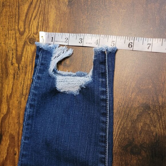 American Eagle Jeans 8 R Next Level Stretch Jegging Crop Medium Dark Wash Ripped - Picture 11 of 11